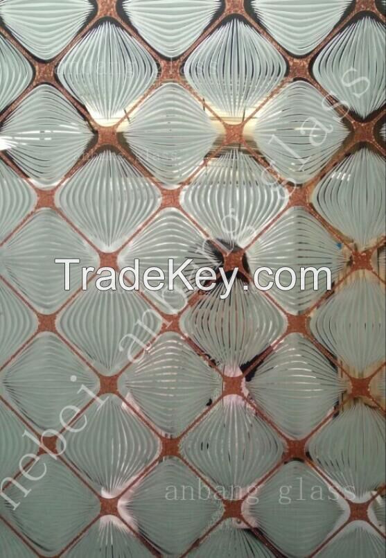 Ice Acid Etched Pattern Decorative/ Building Glass