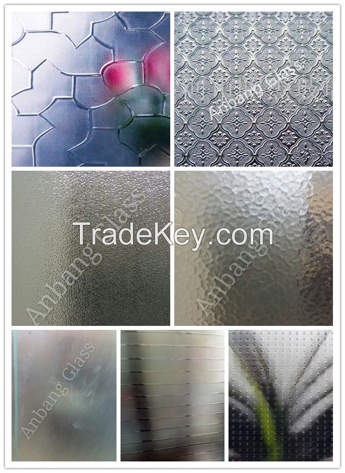 3-8mm clear rolled glass sheet patterned figured glass