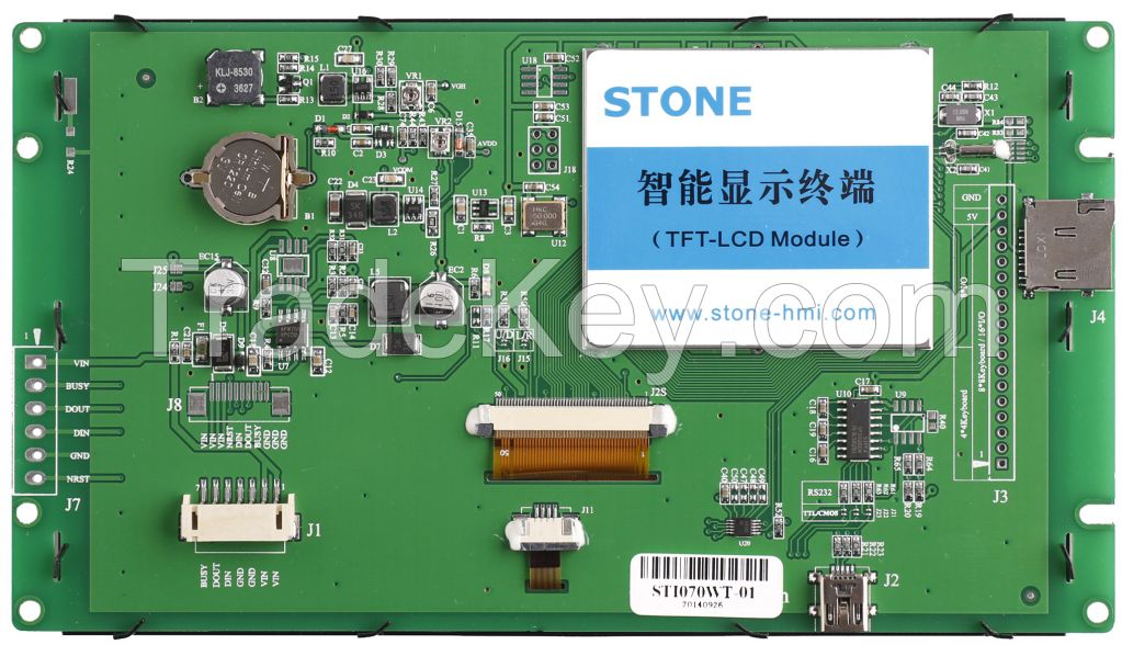 intelligent programmable 7 inch TFT LCD Module including CPU and software