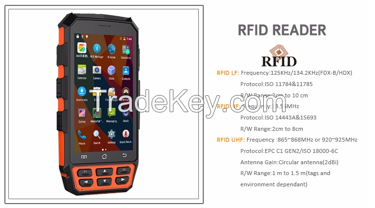 Rugged Handheld PDAs IP65 with 5 Inch Larger Screen 4G LTE Rugged Hand Terminals 2D Barcode Scanner