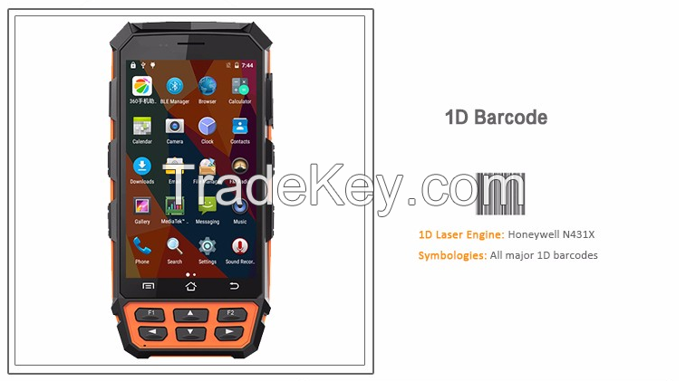 Rugged Handheld PDAs IP65 with 5 Inch Larger Screen 4G LTE Rugged Hand Terminals 2D Barcode Scanner