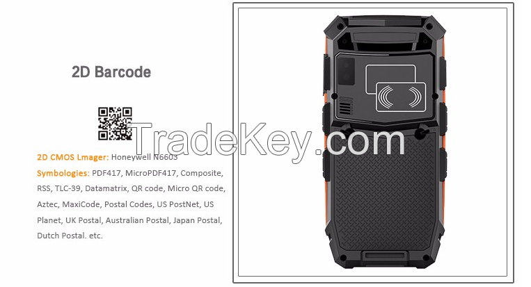 Rugged Handheld PDAs IP65 with 5 Inch Larger Screen 4G LTE Rugged Hand Terminals 2D Barcode Scanner