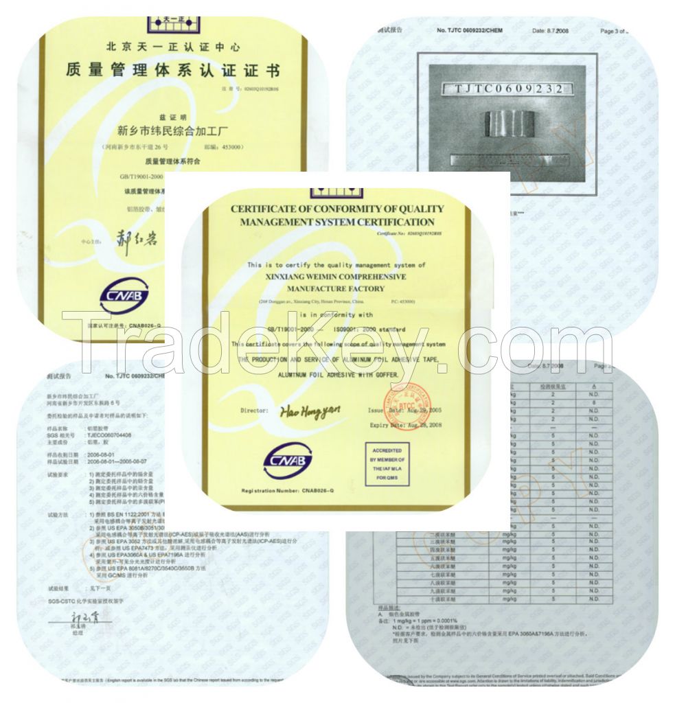  China no airway insulation material foil tape with SGS certificate,