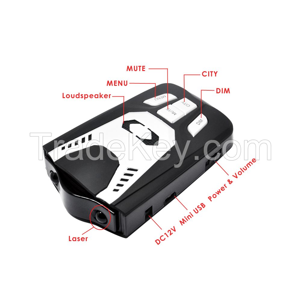 Russian voice and LED icons alert car speed radar laser detector with Russia speed camera gps database