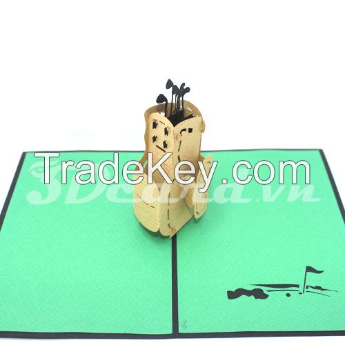 Golf Bag-3d card-handmade card-pop up card-birthday card-greeting card-sport card