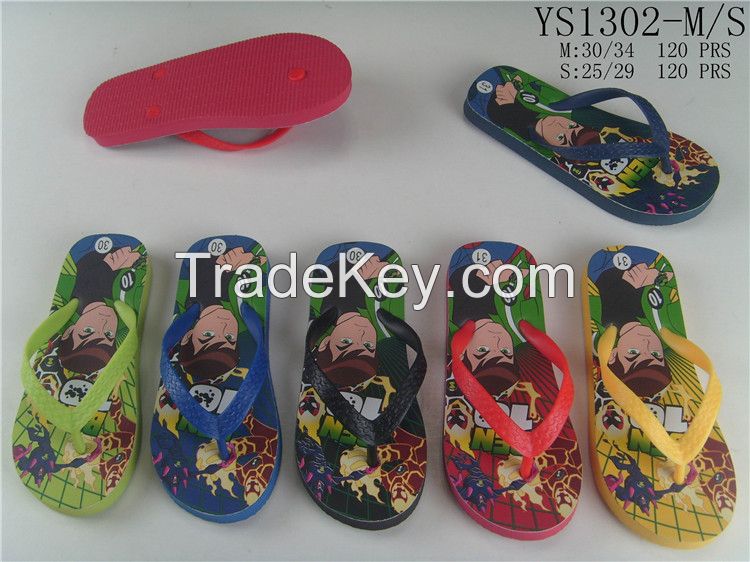 Summer custom cartoon printed beach boys flip flops child slipper eva outsole