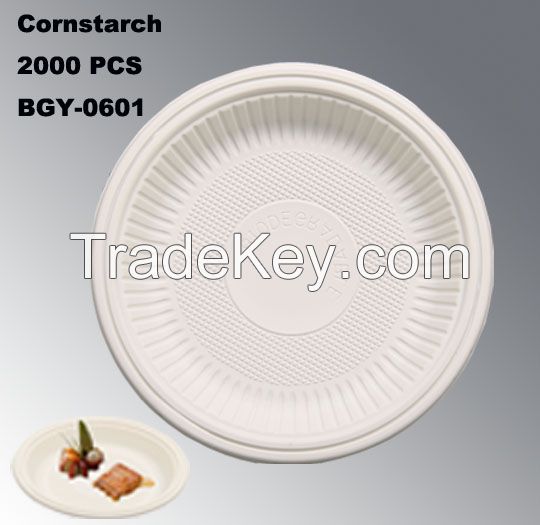 Bgy-0601 Plates in 6 Inches Tableware Type and FDA Certification Disposable Degradable Cornstarch PlatesBgy-0601 Plates in 6 Inches Tableware Type and FDA Certification Disposable Degradable Cornstarch Plates