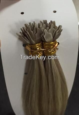 Double drawn remy fan tip hair extensioin