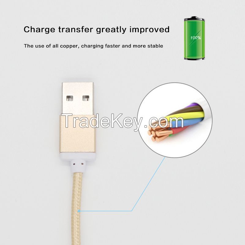 1.5M Unbroken Metal Braided Micro USB Cable Iphone 6 Sync Date Charging Cables Cord Certified Cable For Sumsang Galaxy S4 S5