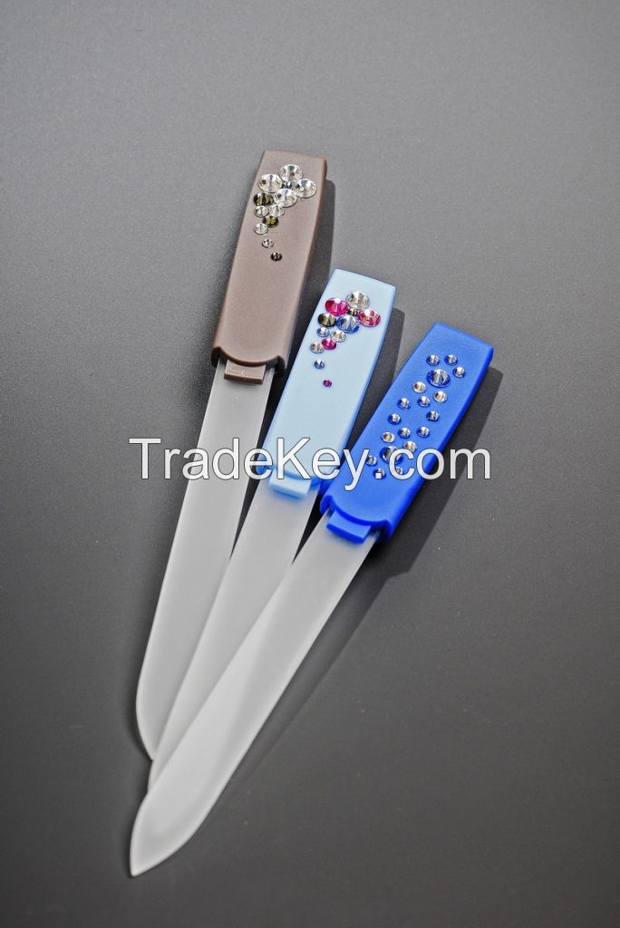 Glass clear nail files in hard plastic cases