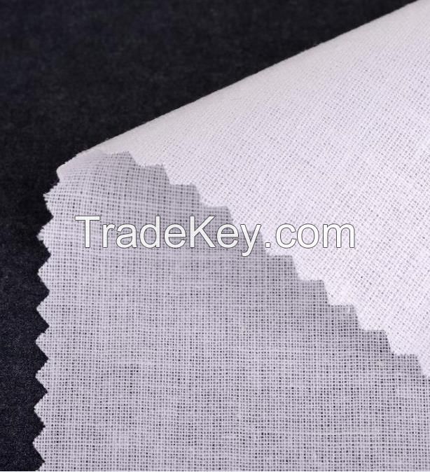 100% Polyester 1032H woven fusible interlinings for collar and cuff also caps