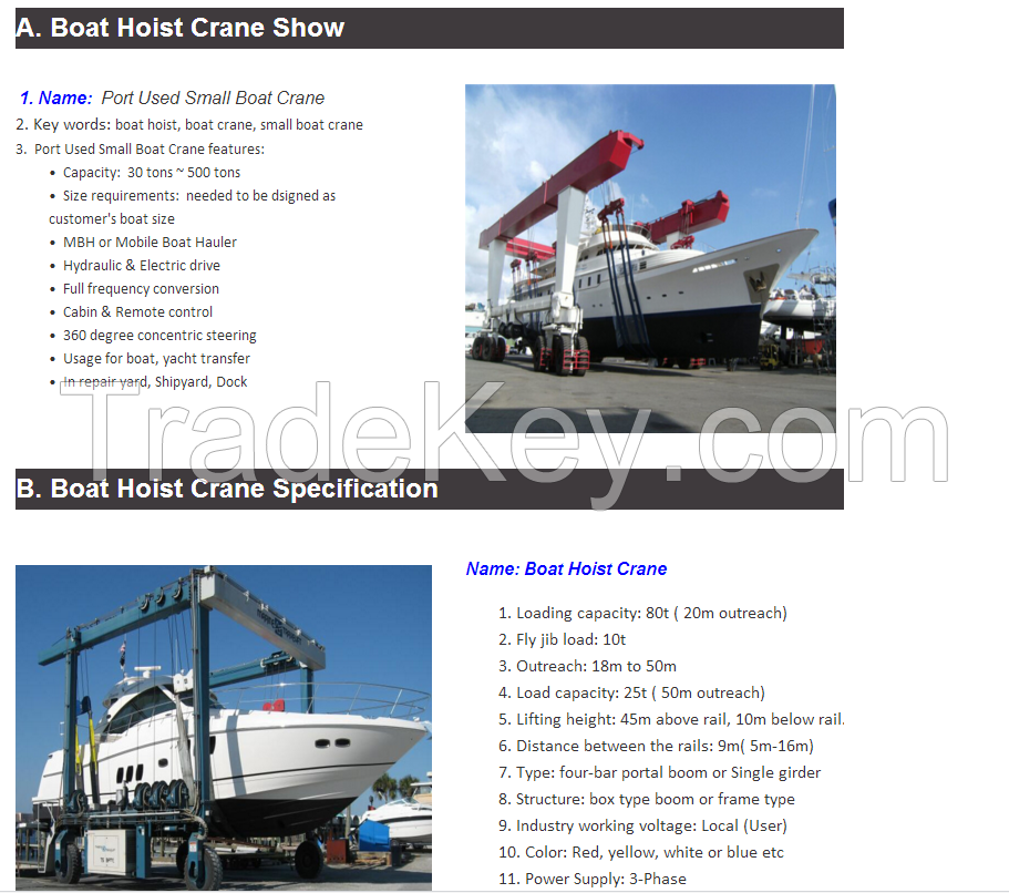 Hot Sale Boat Lifting Gantry Crane