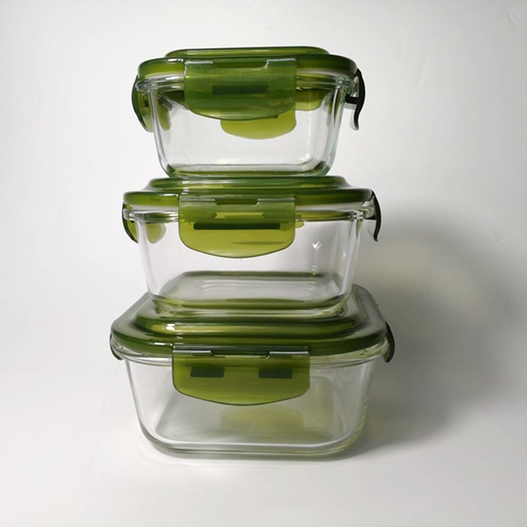 Round Glass Portable Lunch Box High Borosilicate Glass Bento