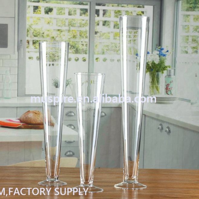 Modern style transparent clear tall glass vase for home wedding decoration