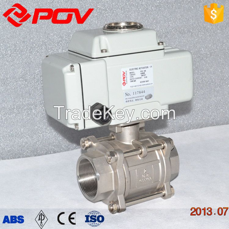 hot sale 3 piece thread 1000 wog stainless steel motorized ball valve