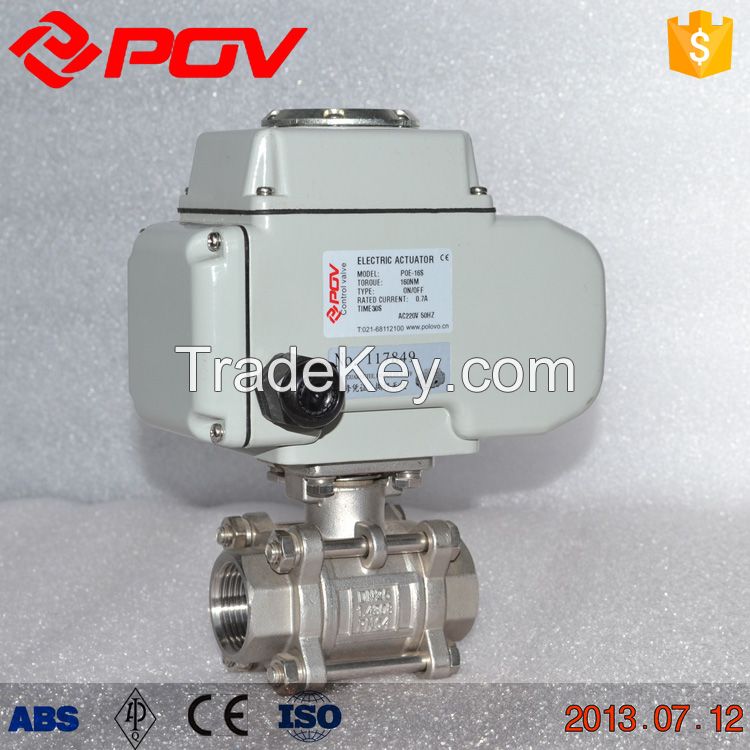 hot sale 3 piece thread 1000 wog stainless steel motorized ball valve