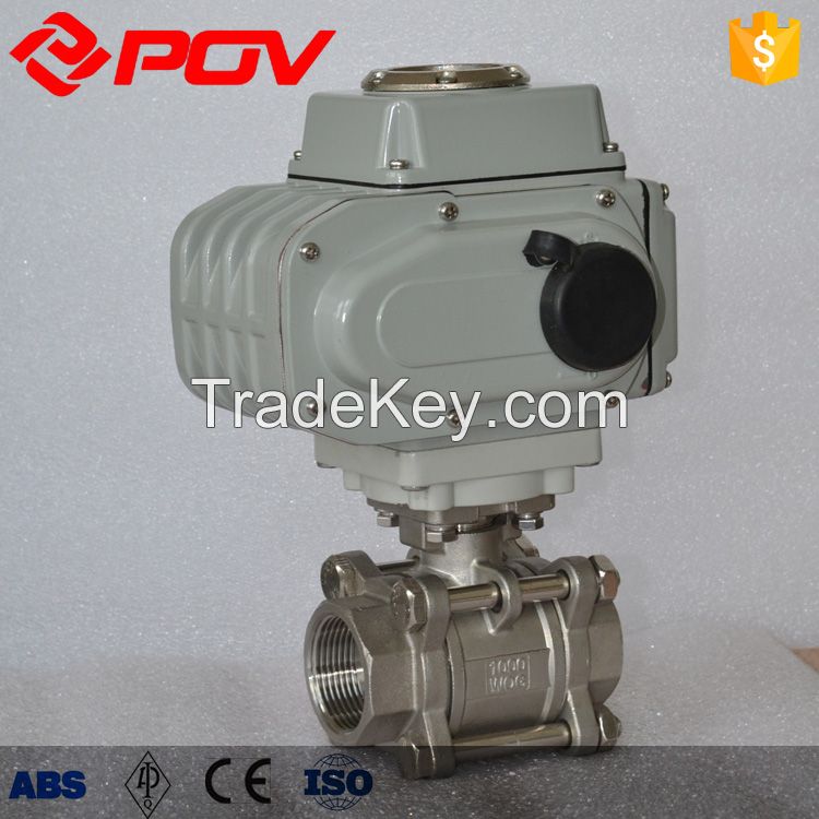 hot sale 3 piece thread 1000 wog stainless steel motorized ball valve