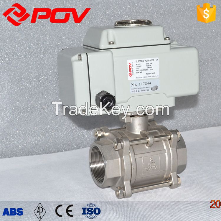 hot sale 3 piece thread 1000 wog stainless steel motorized ball valve