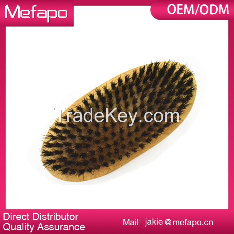 Wooden Oval Round Boar Bristle Beard Brush