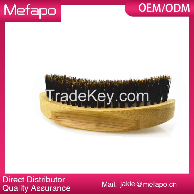 Wooden Oval Round Boar Bristle Beard Brush