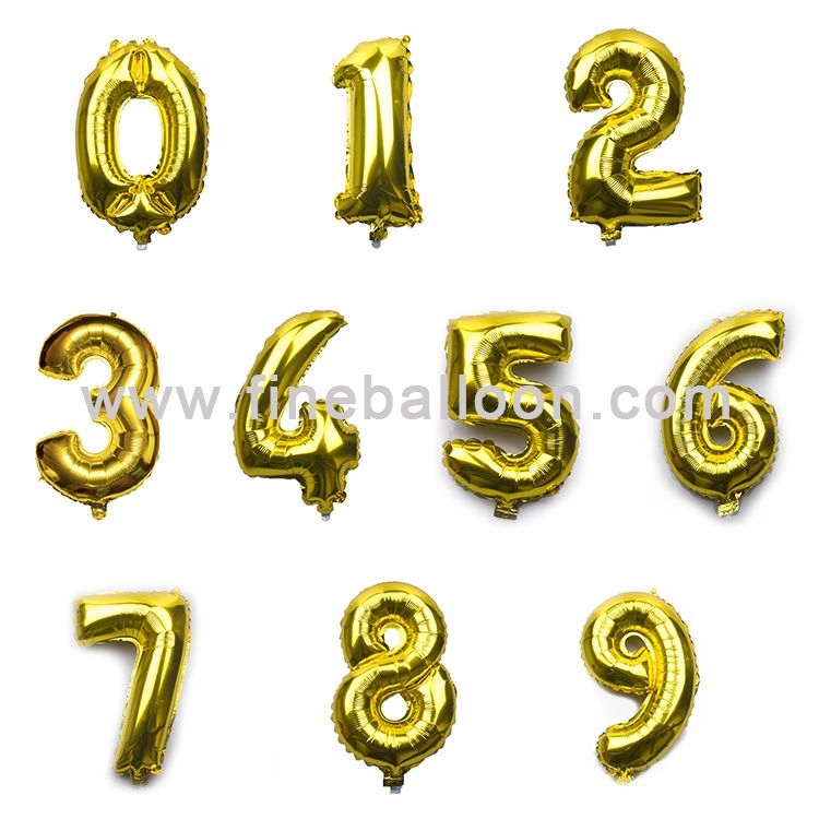 2017 new design happy birthday party decorations number shape helium foil balloons