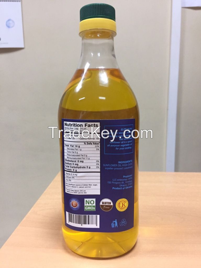 High oleic sunflower oil refined deodorized 1 litre botle