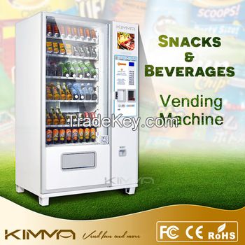 Automated LCD screen all in line cold drinks food snack vending machine with coin changer