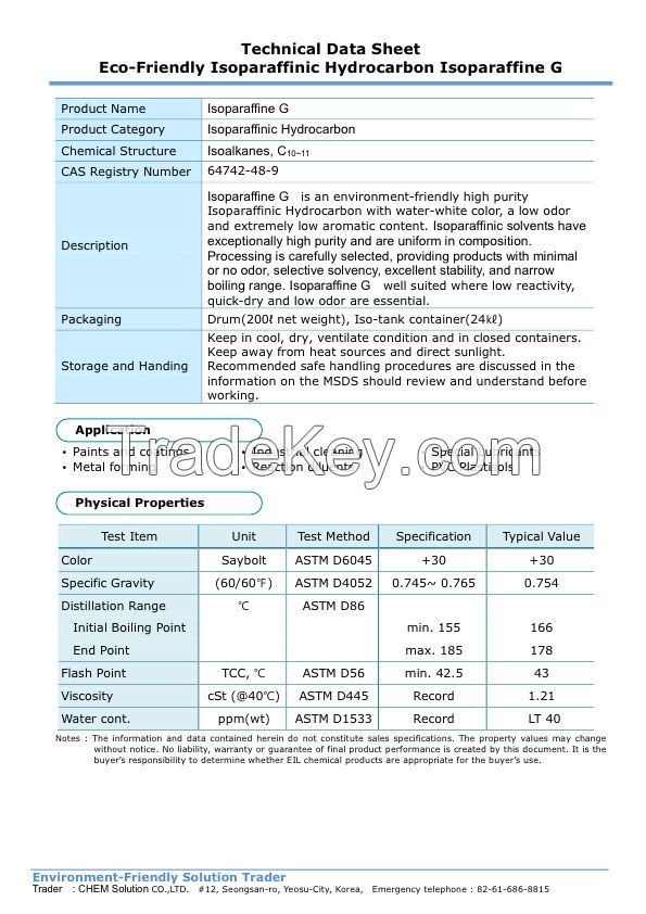 Isoparaffine Hydrocarbon G