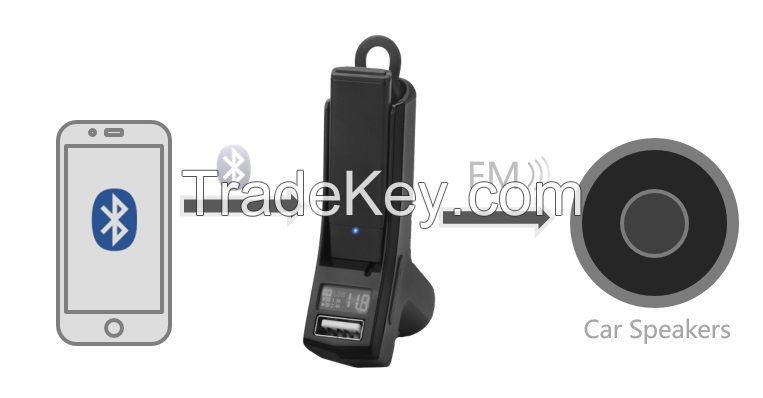 car bluetooth headset with built-in FM transmitter