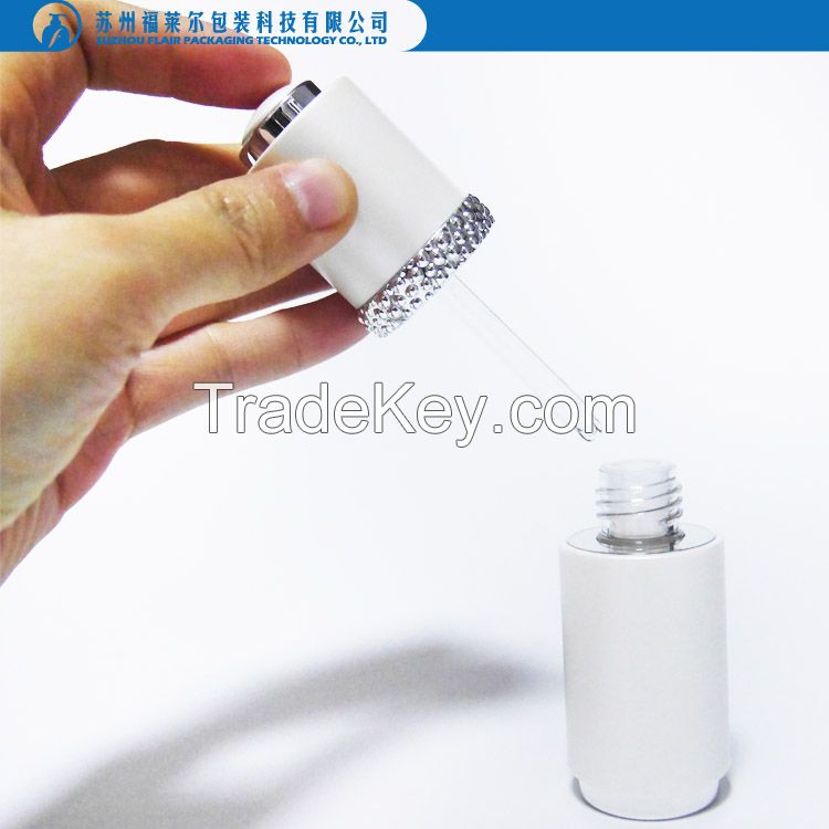 Plastic cosmetic bottle with dropper