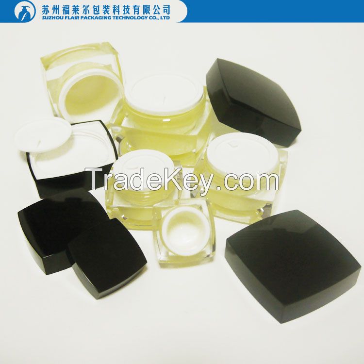 Plastic skin care square acrylic jar