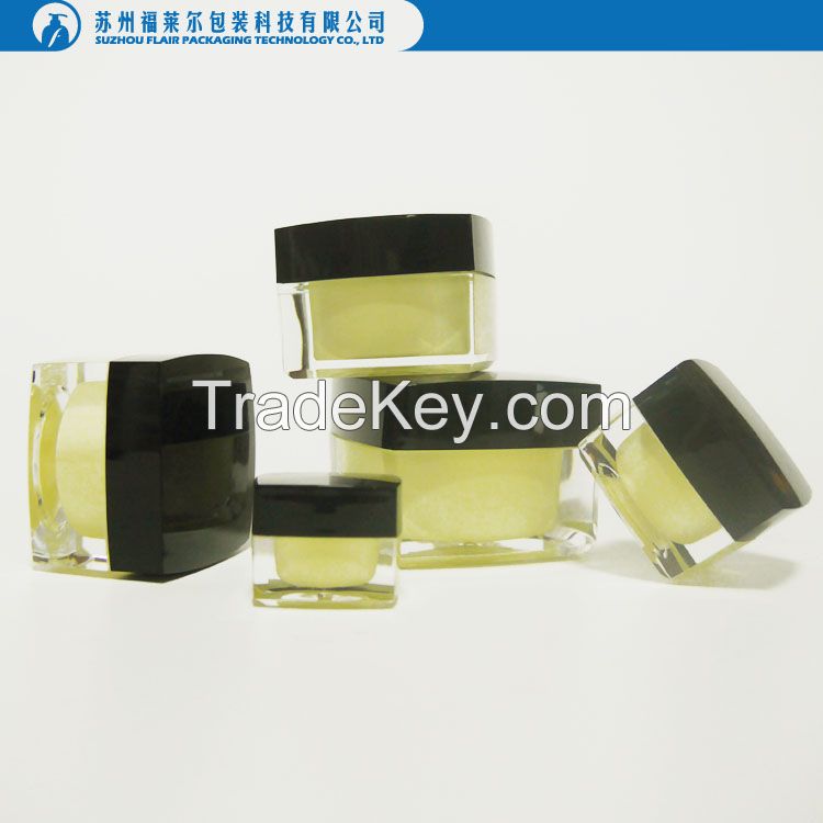 Plastic skin care square acrylic jar