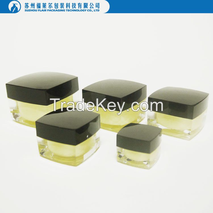 Plastic skin care square acrylic jar