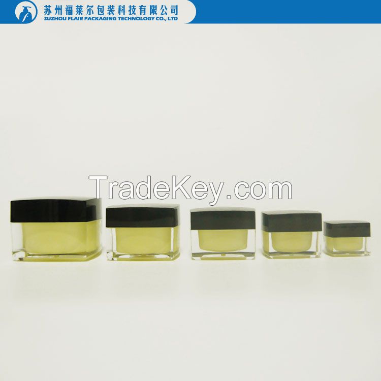 Plastic skin care square acrylic jar
