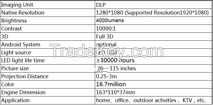 2016 new android 3d dlp projector for home education business