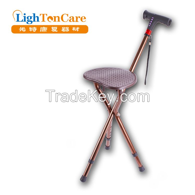 multifunctional rechargeable walking stick  with seat &amp;amp;amp; chair