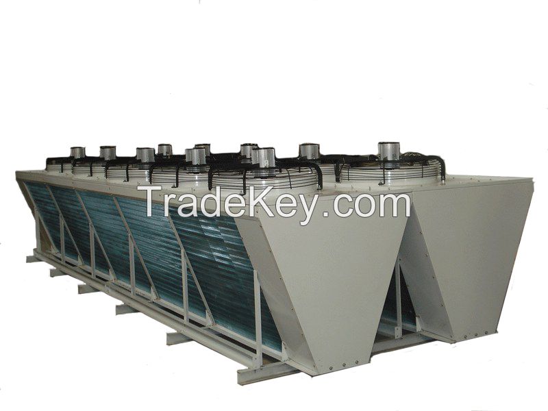 Industrial air fin cooler, air cooled heat exchanger with fan, copper, stainless steel, carbon steel