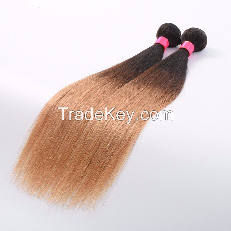 Ombre Color Brazilian T1B/27 Silky Straight Virgin Human Hair Weaves