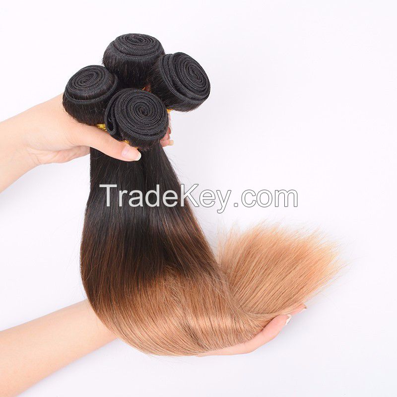Ombre Color Brazilian T1B/27 Silky Straight Virgin Human Hair Weaves