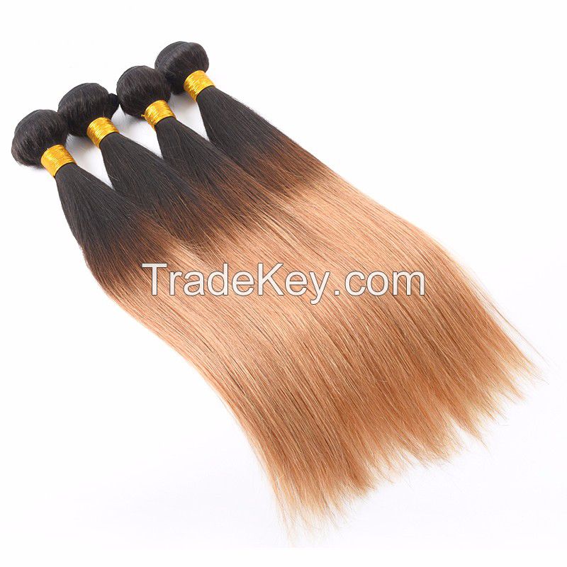 Ombre Color Brazilian T1B/27 Silky Straight Virgin Human Hair Weaves