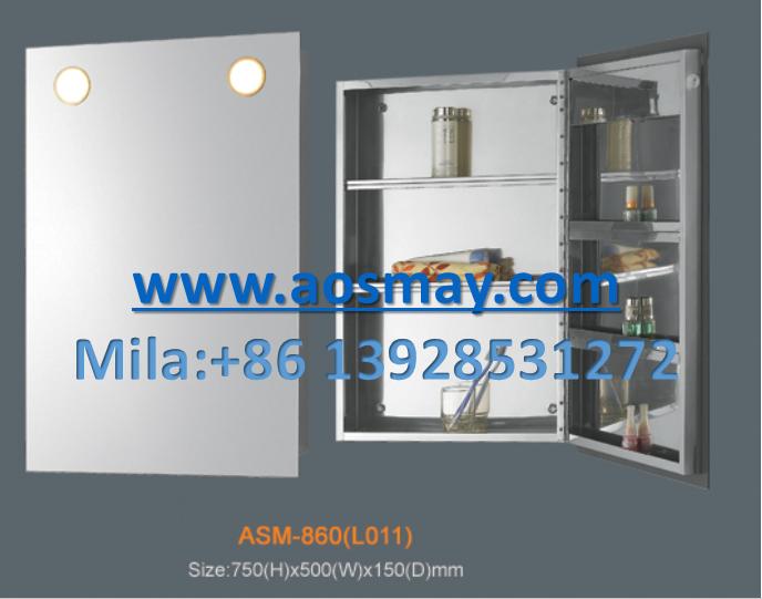 Stainless steel cabinet with mirror and led