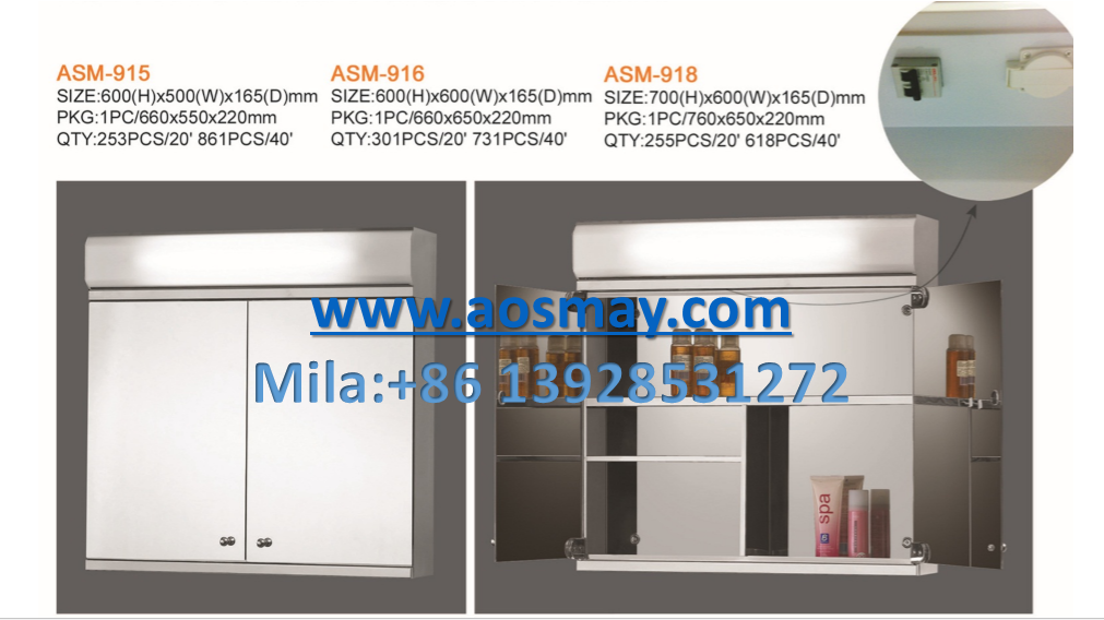 Stainless steel cabinet with mirror and led