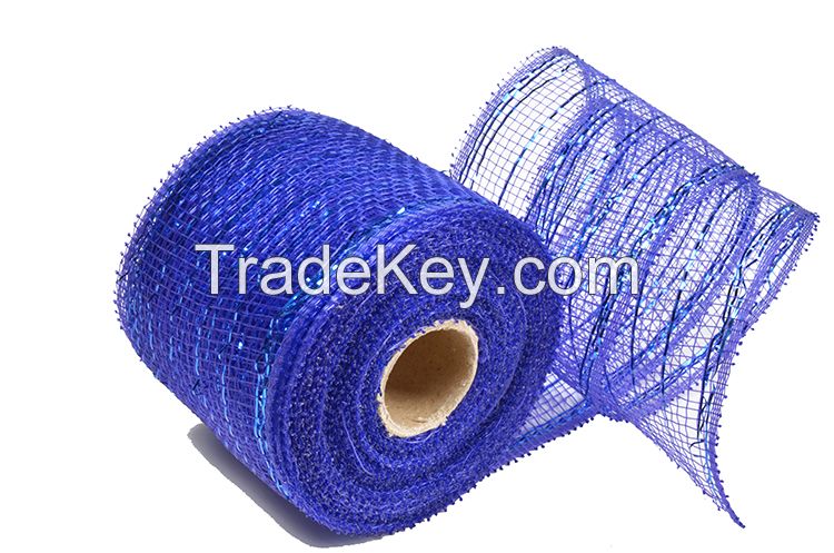 2.5"*10y royal blue strip poly wholesale deco mesh roll for 50C18R2-5