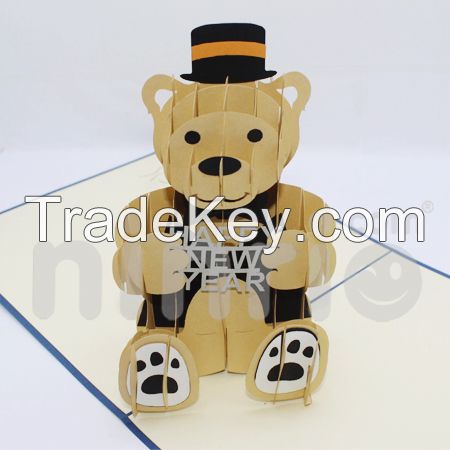 Bear happy new year 3d pop-up card