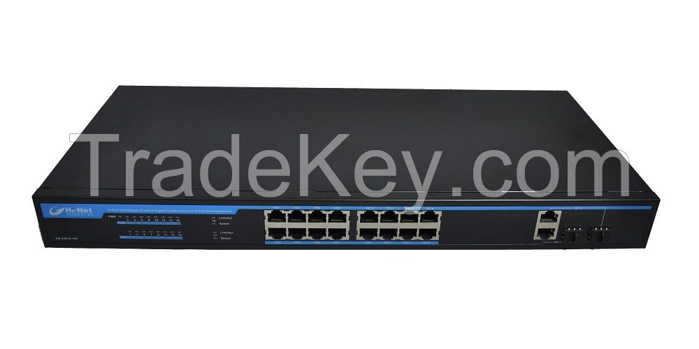 16 100M+2 1000M Combo port uplink unmanaged PoE Switch