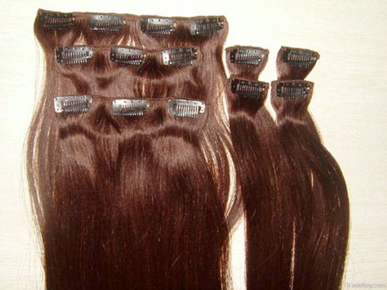 100%Brazilian Clip in hair extension, 18" 33#