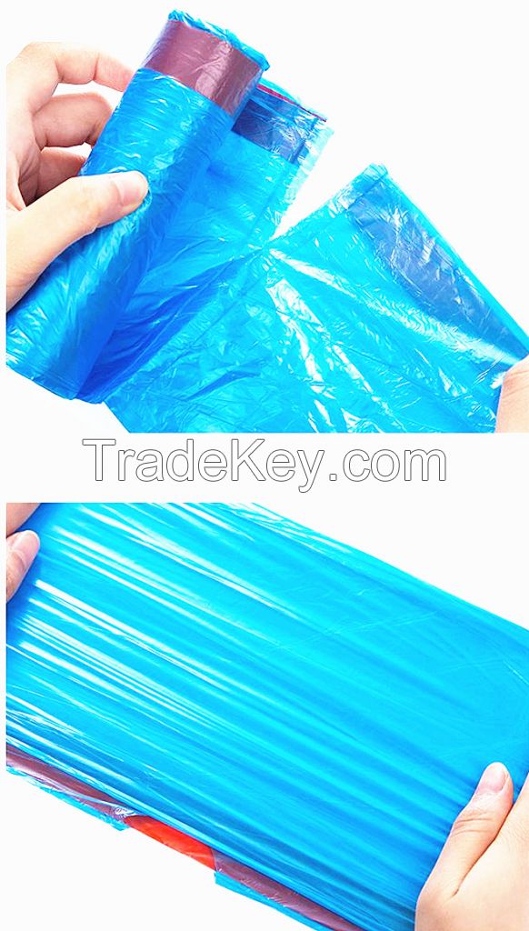 HDPE/LDPE heavy duty drawstring garbage bags on rolls