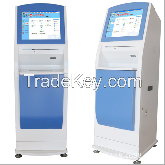 Patient self service health care kiosk, hospital self service kiosk, patient report printing terminal