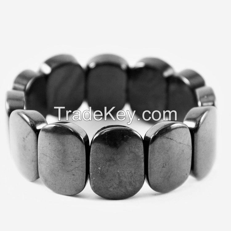 Shungite Bracelet with Big Oval Beads