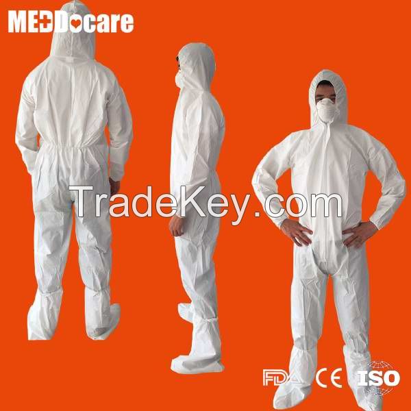 Disposable boiler suit protective nonwoven SMS PP white work coverall